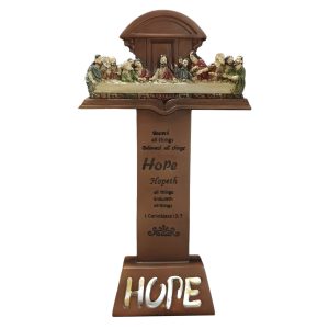 Antique Bronze Lighted Last Supper Tabletop Cross-kwa23009 light