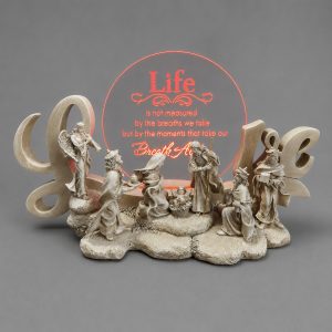 Ivory Love Nativity Figurine with Lighted Inspirational Panel-kwa23028