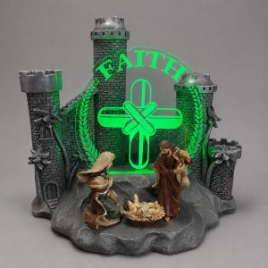 Lighted Castle Nativity Figurine with Faith Cross Panel-kwa23034
