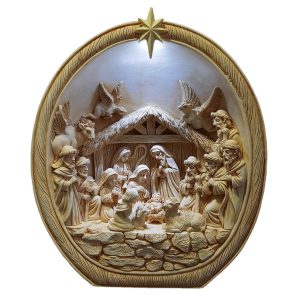 Lighted Oval Nativity Scene Relief Figurine-kwa24011