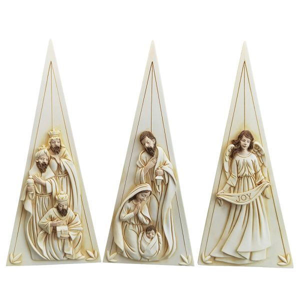 Antique Ivory Three-Piece Joy Nativity Set