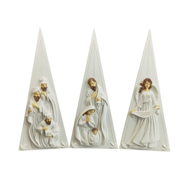 White Three-Piece Joy Nativity Set