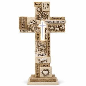Inspirational Scripture Story Tabletop Cross-kws16038