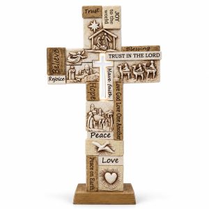 Inspirational Scripture Story Tabletop Cross-kws16039