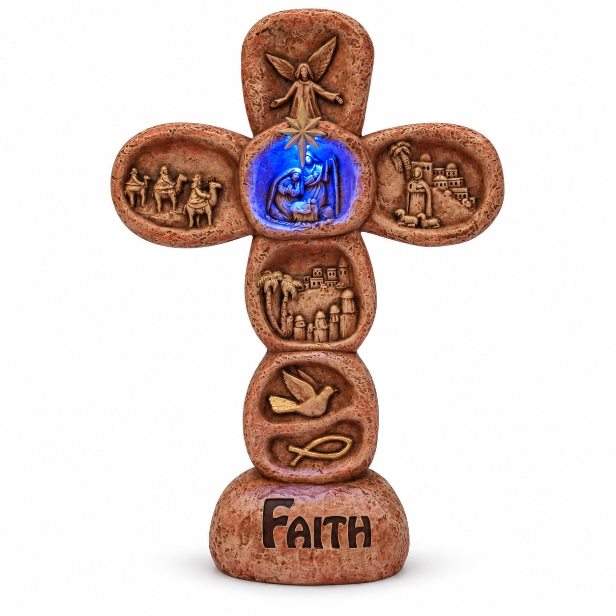 Blue LED Faith Nativity Tabletop Cross-kws16049 Blue LED Faith Nativity Tabletop Cross-kws16049