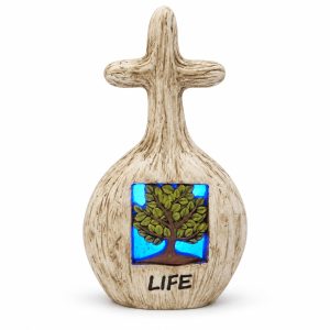 Life Tree Blue LED Faux Wood Cross-kws16057