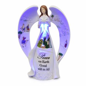 Peace on Earth Lighted Angel Nativity Figurine-kws17027