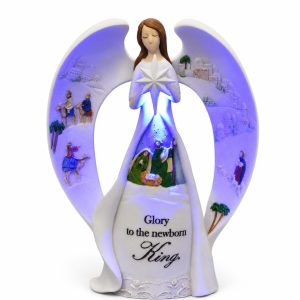 Glory to the Newborn King Lighted Angel Figurine-kws17028