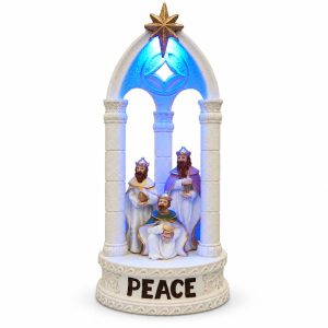 Peace Three Wise Men Blue LED Gothic Arch Figurine-kws18067