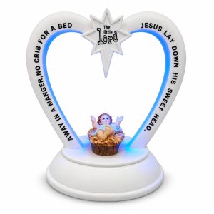 Away in a Manger Blue LED Baby Jesus Heart Figurine-kws18084