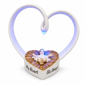 My Heart His Manger Blue LED Baby Jesus Figurine-kws18085