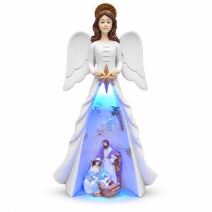 Blue Robe Holy Family LED Angel Nativity Figurine-kws18095