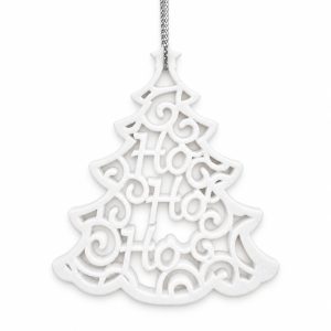 White Resin Ho Ho Ho Christmas Tree Ornament-kws18282