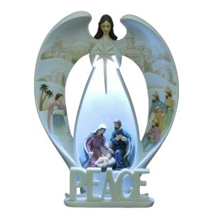 Peace Angel LED Nativity Figurine with Painted Wings-kws22001w