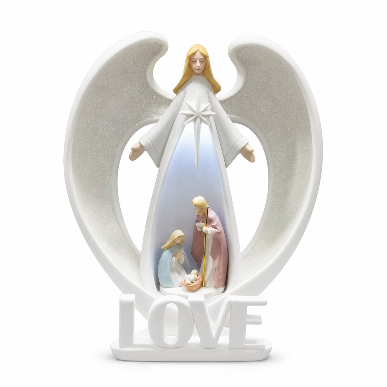 Love Angel LED Holy Family Nativity Figurine-kws22021 Love Angel LED Holy Family Nativity Figurine-kws22021