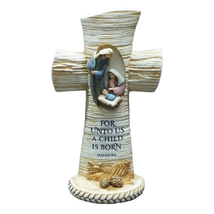 Antique Wood-Look Isaiah 9:6 Nativity Tabletop Cross-kws22050 Antique Wood-Look Isaiah 9:6 Nativity Tabletop Cross-kws22050