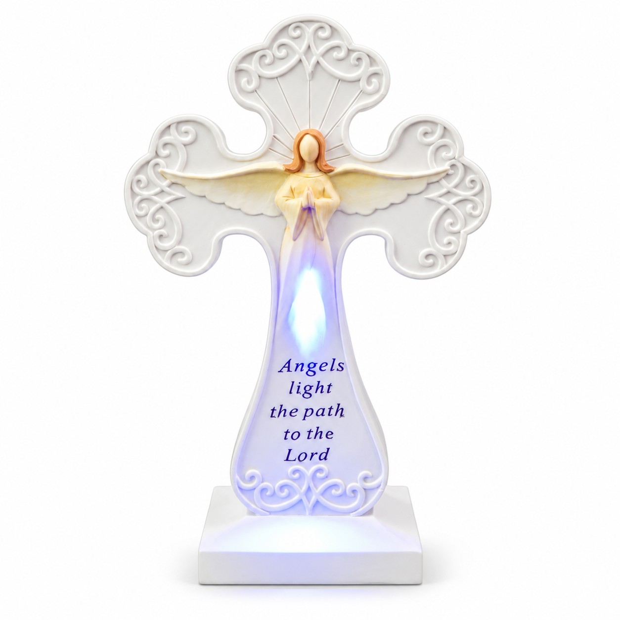 Angels Light the Path Blue LED Angel Cross-ks14a098 white Angels Light the Path Blue LED Angel Cross-ks14a098 white