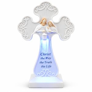 White Holy Family LED Scripture Cross-ks14a100 white