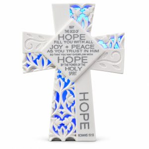 Hope Romans 15:13 Blue LED Cross-ks14a103 white