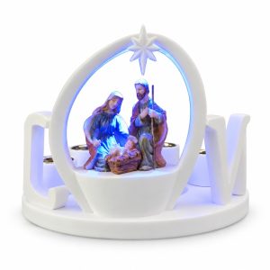 White LOVE Colored Holy Family Candle Holder-ks14a177