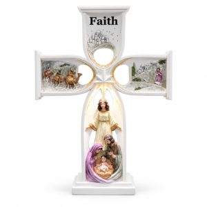Faith Journey LED Nativity Tabletop Cross-kwa15087