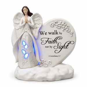 Blue LED Walk by Faith Angel Figurine-kwa16004