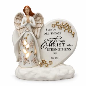 Warm White LED Philippians 4:13 Angel Figurine-kwa16008