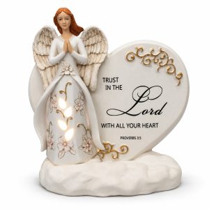 Warm White LED Trust in the Lord Angel Figurine-kwa16009
