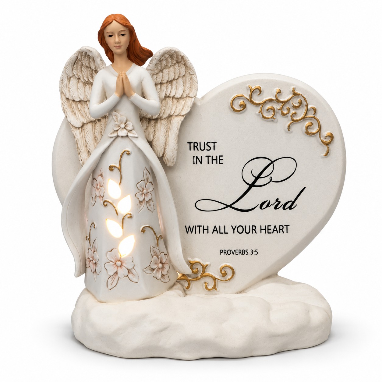Warm White LED Trust in the Lord Angel Figurine-kwa16009 Warm White LED Trust in the Lord Angel Figurine-kwa16009