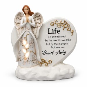 Warm White LED Life Quote Angel Figurine-kwa16011