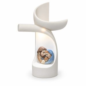 Modern White Holy Family Sculptural Cross-kwa16061