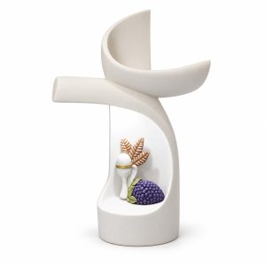 Modern White Eucharist Sculptural Cross-kwa16062