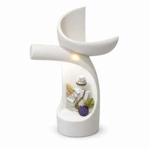 Modern JHS First Communion Sculptural Cross-kwa16063