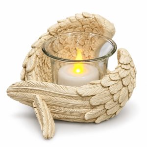 Cupped Angel Wings Glass Votive Candle Holder-kwa16160