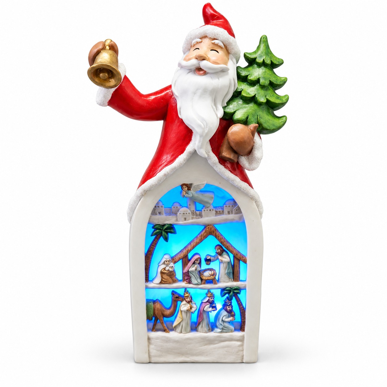 LED Resin Santa Ringing a Bell Nativity Figurine-kwa18019 LED Resin Santa Ringing a Bell Nativity Figurine-kwa18019