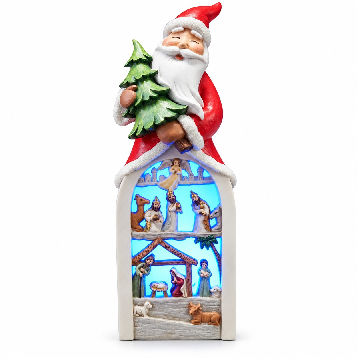 Santa Hugging-Tree Light-Up Nativity Arched Scene Figurine-kwa18022 Santa Hugging-Tree Light-Up Nativity Arched Scene Figurine-kwa18022