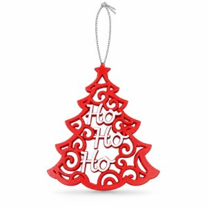 Red Resin Ho Ho Ho Christmas Tree Ornament-kwa18050