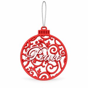 Red Resin Peace Christmas Bauble Ornament-kwa18054