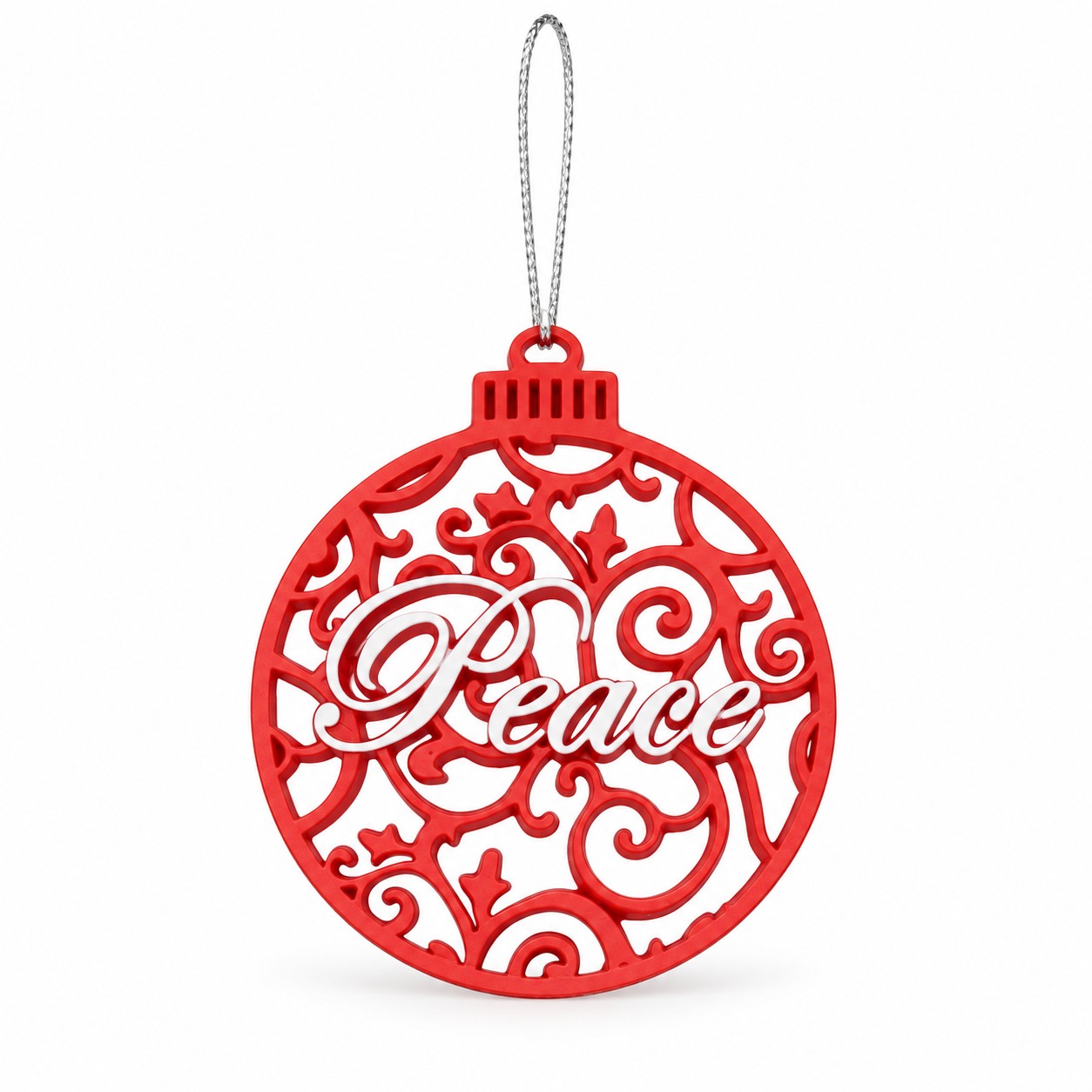 Red Resin Peace Christmas Bauble Ornament-kwa18054 Red Resin Peace Christmas Bauble Ornament-kwa18054