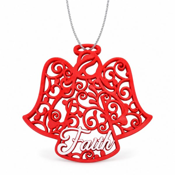 Red Resin Faith Angel Christmas Ornament