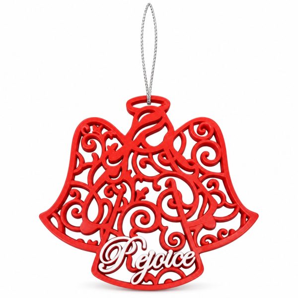 Red Resin Rejoice Angel Christmas Ornament