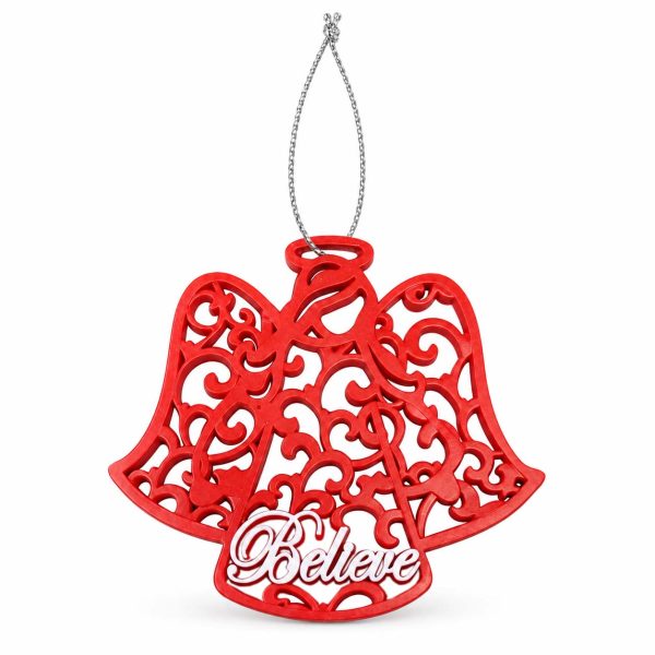 Red Resin Believe Angel Christmas Ornament