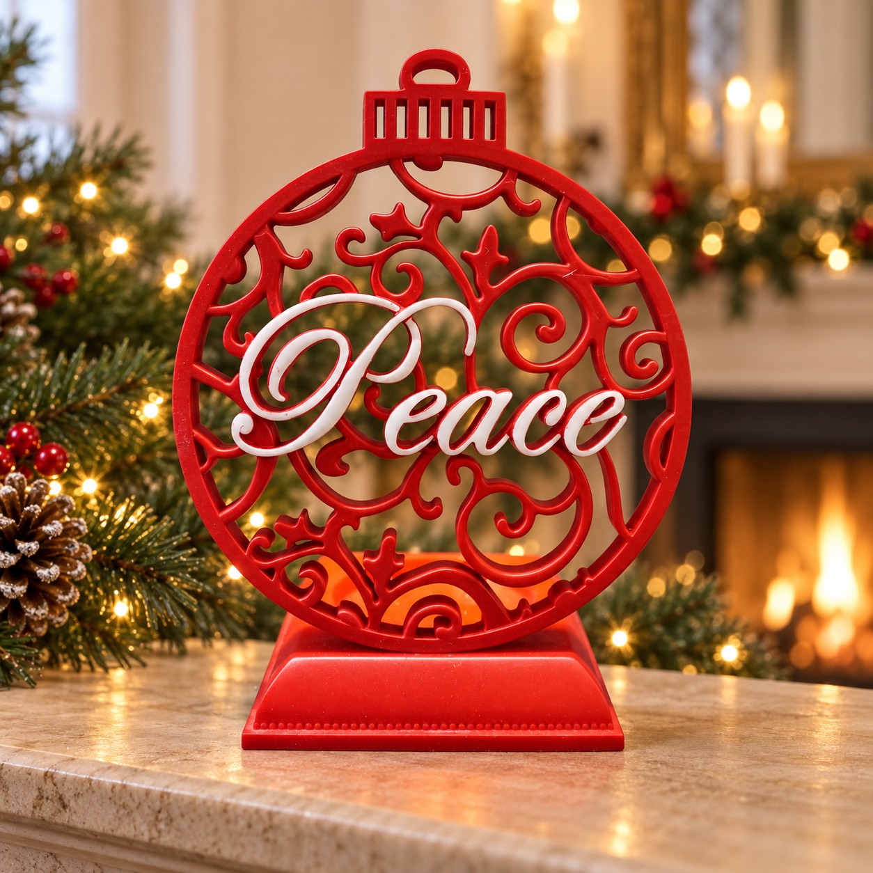 Red Peace Round Ornament Christmas Candle Holder-kwa18072 scene Red Peace Round Ornament Christmas Candle Holder-kwa18072 scene