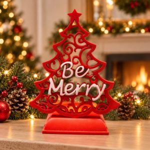 Red Be Merry Christmas Tree Candle Holder-kwa18074 scene