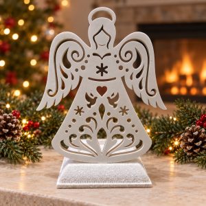 White Openwork Angel Christmas Candle Holder-kwa18081 scene