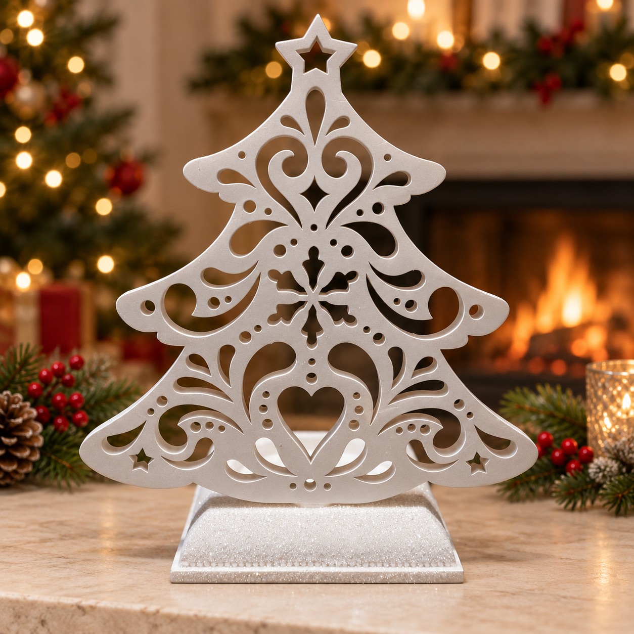 White Heart Openwork Christmas Tree Candle Holder-kwa18082 scene White Heart Openwork Christmas Tree Candle Holder-kwa18082 scene