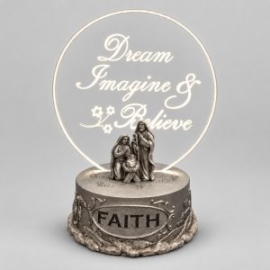 Dream Imagine Believe LED Holy Family Acrylic Plaque-kwa18112 gray