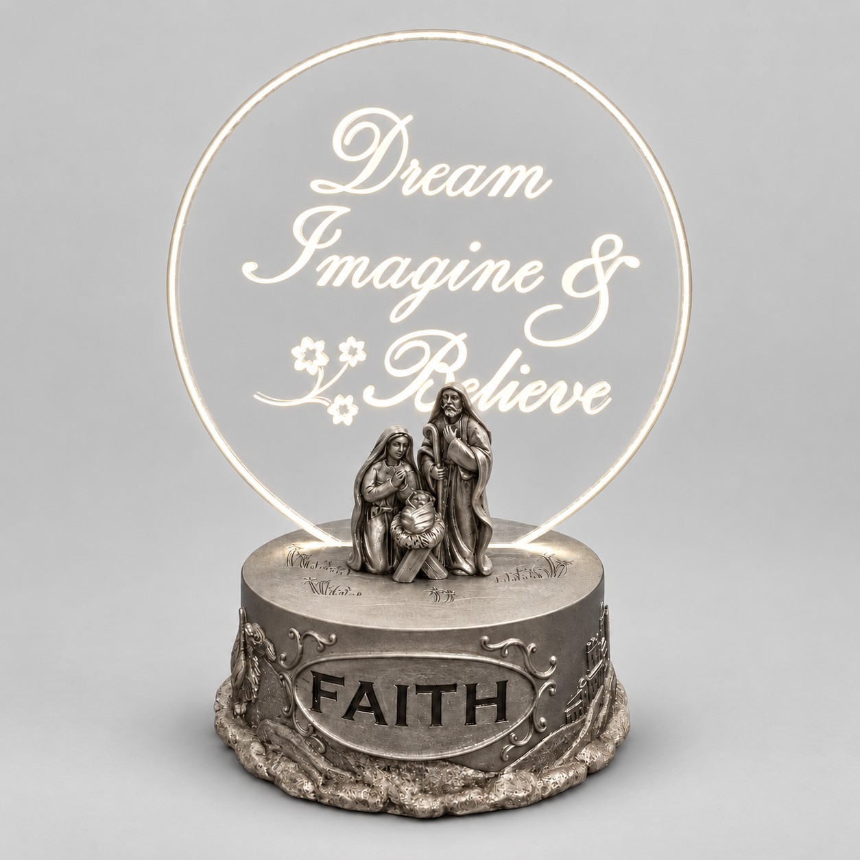 Dream Imagine Believe LED Holy Family Acrylic Plaque-kwa18112 gray Dream Imagine Believe LED Holy Family Acrylic Plaque-kwa18112 gray