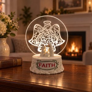 Filigree Angel LED Holy Family Acrylic Nativity Plaque-kwa18116 scene