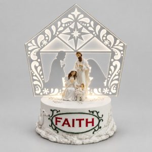 Bethlehem Stable LED Holy Family Acrylic Nativity Plaque-kwa18118 gray